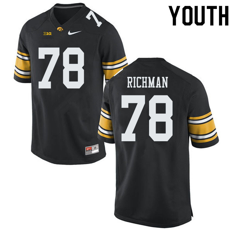 Youth #78 Mason Richman Iowa Hawkeyes College Football Jerseys Sale-Black - Click Image to Close